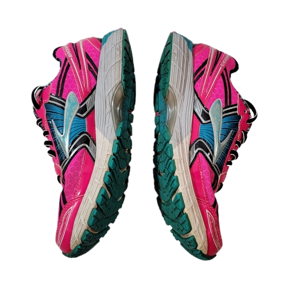 Brooks Women Adrenaline GTS14 Running Shoeer Size 8  Hot Pink Teal - Picture 3 of 8